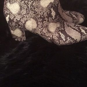 Faux snakeskin ankle boots